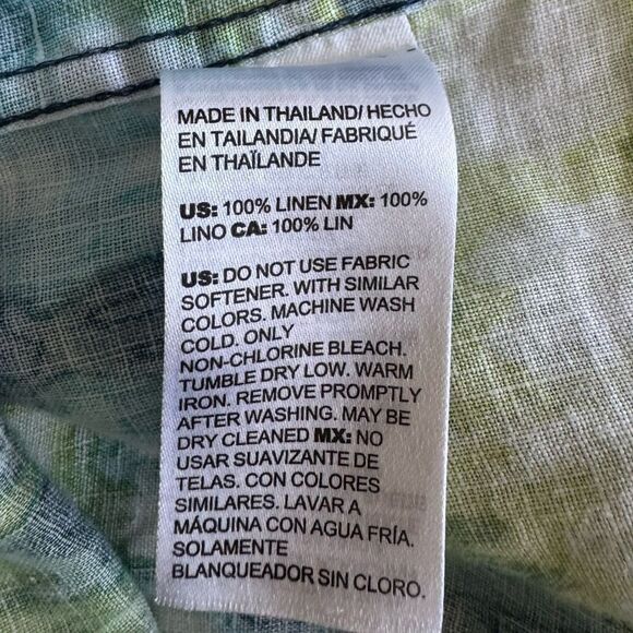 Chico’s No Iron 100% Linen Button Up Top Tie Dye Look Sz 3 US 16 3/4 Sleeve Boho - Picture 7 of 7